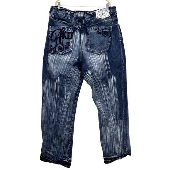 Akademiks Jeans Baggy Hip Hop Skater RN.0100964 Blue Jeanius Y2K Mens Size 42 - Picture 1 of 10